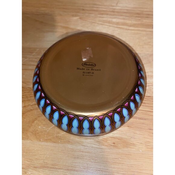 Decorative Meister Round Candy Tin Mandala Floral Pattern Gold Accents Brazil - Picture 5 of 8